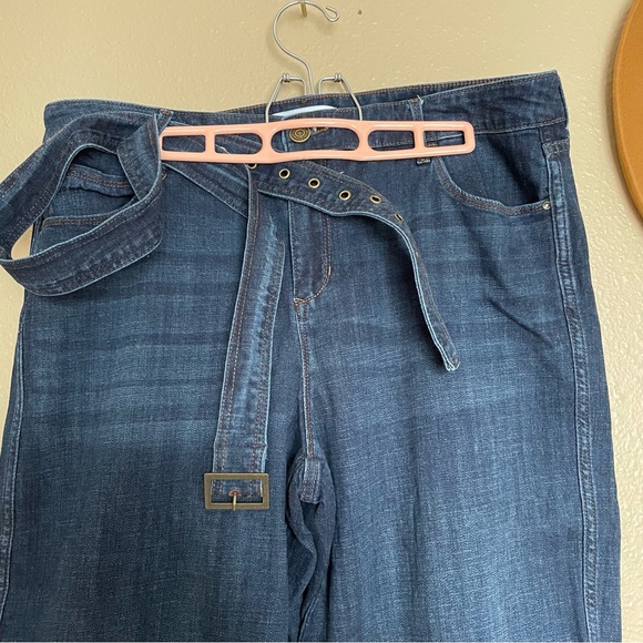 NWOT Women’s SkinnyGirl ‘BARRY WIDE LEG CROP’ - Dark Blue Shorts Bermuda Jeans - Picture 7 of 9